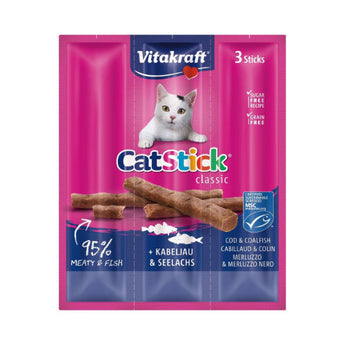 Premium Vitakraft Cat-Stick Mini Kabeljouw met Tonijn x3 stuks - 4008239240033 voor kat - Bestel nu bij Animal Valley, de online dierenwinkel voor jouw huisdier
