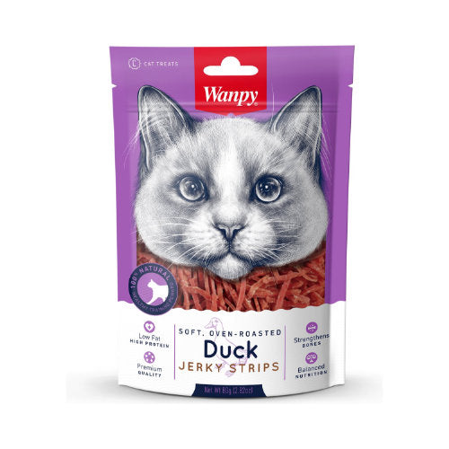 Premium Wanpy Soft Oven-Roasted Duck Jerky Strips 80 gr - 6927749811466 voor kat - Bestel nu bij Animal Valley, de online dierenwinkel voor jouw huisdier