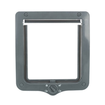 Premium Trixie 4-Weg Kattenluik Met Tunnel Grijs 28x24 cm - 4047974442425 voor kat - Bestel nu bij Animal Valley, de online dierenwinkel voor jouw huisdier