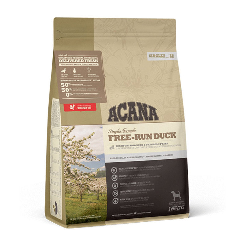 Premium Acana Singles Free-Run Duck 2 kg - 0064992571207 voor hond - Bestel nu bij Animal Valley, de online dierenwinkel voor jouw huisdier