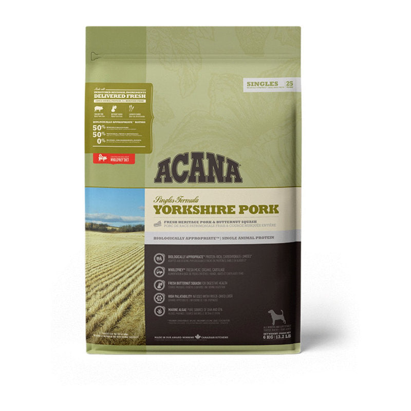 Premium Acana Singles Yorkshire Pork 6 kg - 0064992572600 voor hond - Bestel nu bij Animal Valley, de online dierenwinkel voor jouw huisdier