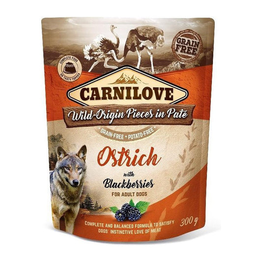 Premium Carnilove Dog Pouch Struisvogel/Bramen 12x300 gr - 8595602537655 voor hond - Bestel nu bij Animal Valley, de online dierenwinkel voor jouw huisdier