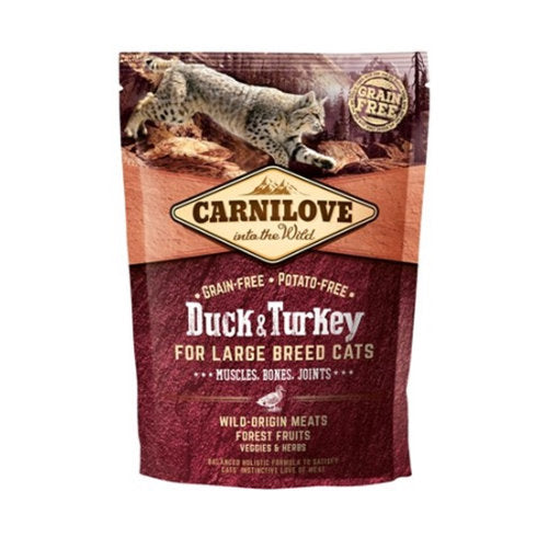 Premium Carnilove Duck/Turkey Large Breed 400 gr - 8595602512775 voor kat - Bestel nu bij Animal Valley, de online dierenwinkel voor jouw huisdier