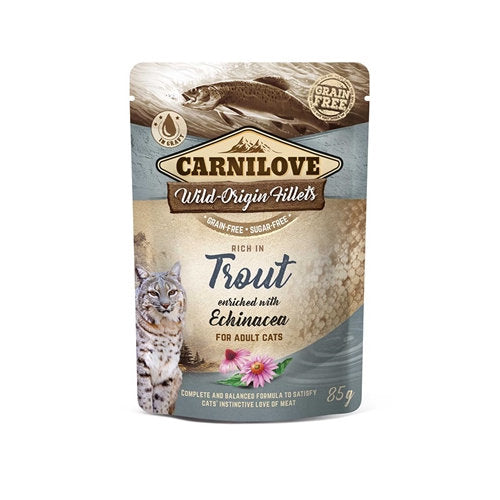 Premium Carnilove Pouch Trout 24x85 gr – 8595602537570 voor kat - Bestel nu bij Animal Valley, de online dierenwinkel voor jouw huisdier