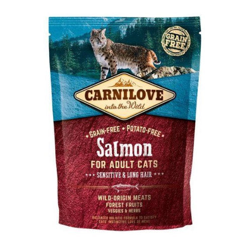 Premium Carnilove Salmon Sensitive/Long Hair 400 gr - 8595602512294 voor kat - Bestel nu bij Animal Valley, de online dierenwinkel voor jouw huisdier