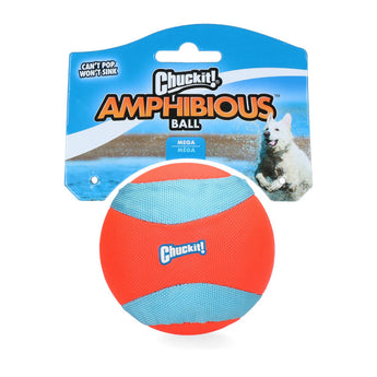 Premium Chuckit Amphibious Mega Ball Oranje/Blauw 12 cm - 0029695509902 voor hond - Bestel nu bij Animal Valley, de online dierenwinkel voor jouw huisdier