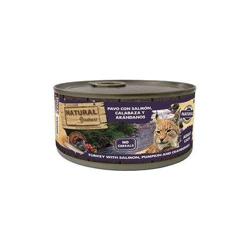 Premium Natural Greatness Cat Turkey/Salmon/Pumpkin/Cranberries 185 gr - 8425402687147 voor kat - Bestel nu bij Animal Valley, de online dierenwinkel voor jouw huisdier