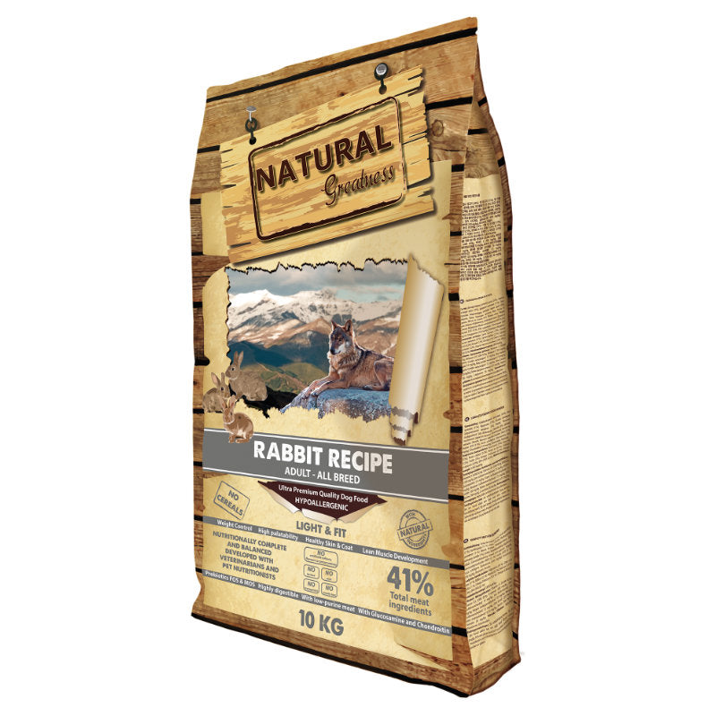 Premium Natural Greatness Rabbit Light & Fit Recipe 10 kg - 8425402687383 voor hond - Bestel nu bij Animal Valley, de online dierenwinkel voor jouw huisdier