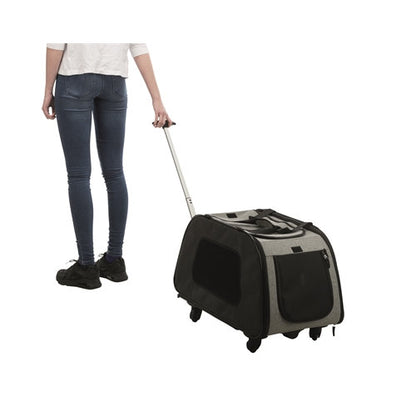 Premium Trixie Reismand Trolley Zwart/Grijs - 4011905289496 voor hond en kat - Bestel nu bij Animal Valley, de online dierenwinkel voor jouw huisdier