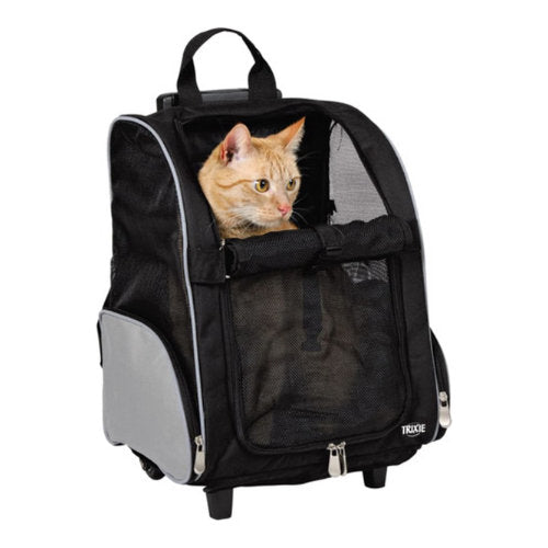 Premium Trixie Reismand Trolley en Rugzak Zwart/Grijs - 4011905028804 voor hond en kat - Bestel nu bij Animal Valley, de online dierenwinkel voor jouw huisdier