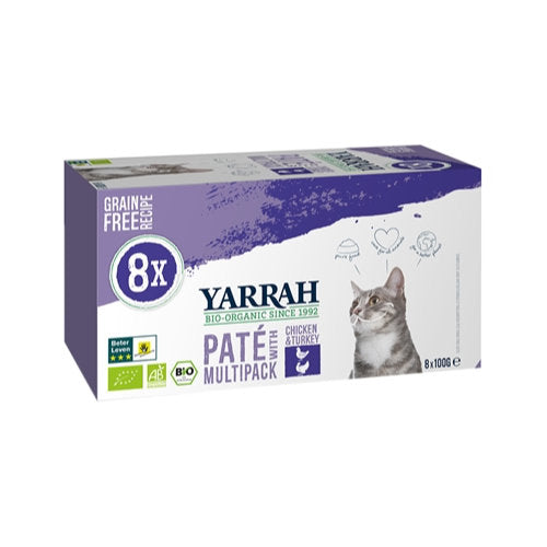 Premium Yarrah Cat Alu Pate Multipack Chicken / Turkey 8x100 gr - 8714265977084 voor kat - Bestel nu bij Animal Valley, de online dierenwinkel voor jouw huisdier