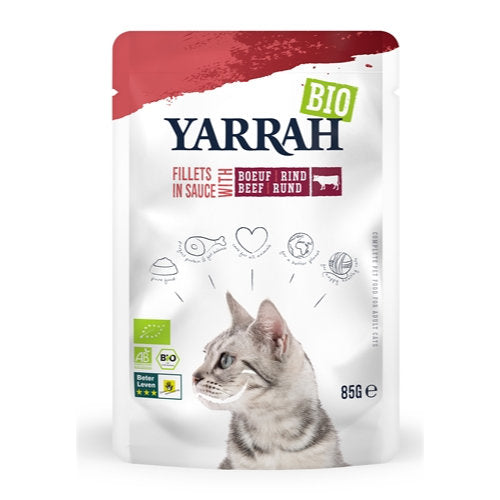 Premium Yarrah Cat Biologische Filets Met Rund In Saus 14x85 gr - 8714265000850 voor kat - Bestel nu bij Animal Valley, de online dierenwinkel voor jouw huisdier